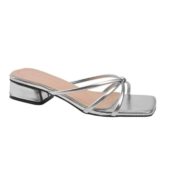 Square Toe Low Heel Slide Sandals