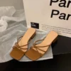 Square Toe Low Heel Slide Sandals