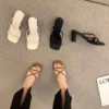 0c4d6286fd01dea0ab2929a1b642746f Square Toe Strappy Block Heel Slide Sandals