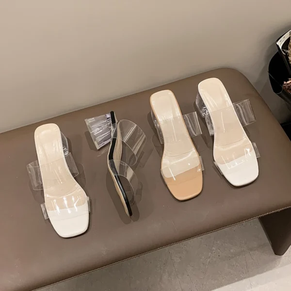 Clear Strap Block Heel Sandals