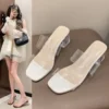 Clear Strap Block Heel Sandals