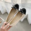 Glossy Bow Ballet Flats