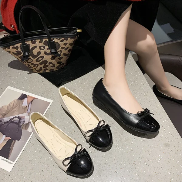 Glossy Bow Ballet Flats