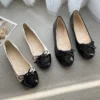 Glossy Bow Ballet Flats