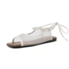 Mesh Lace Up Flat Sandals