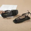 Mesh Lace Up Flat Sandals