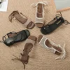 Mesh Lace Up Flat Sandals