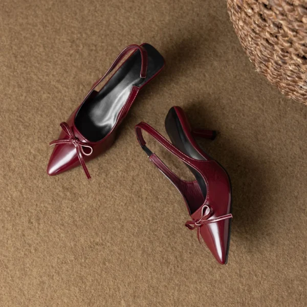 Patent Leather Bow Slingback Heels