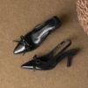 Patent Leather Bow Slingback Heels