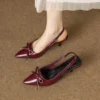 Patent Leather Bow Slingback Heels