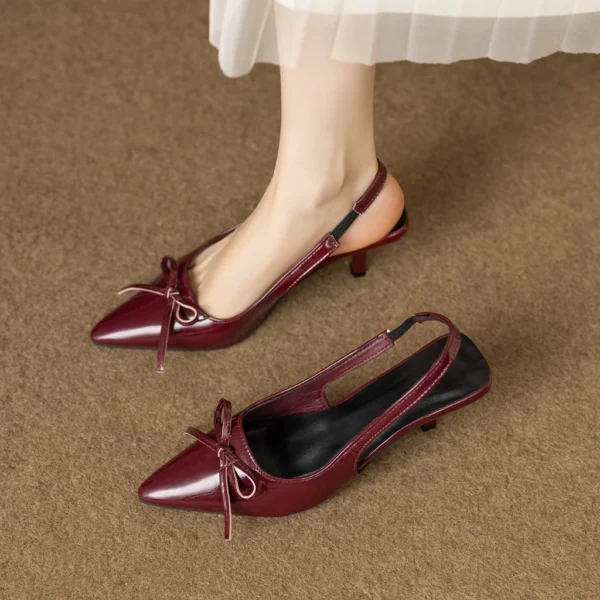 Patent Leather Bow Slingback Heels