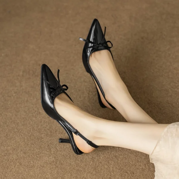 Patent Leather Bow Slingback Heels