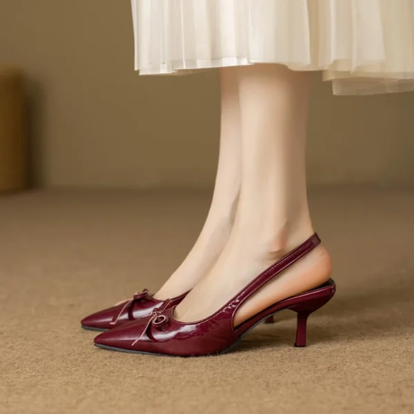 Patent Leather Bow Slingback Heels