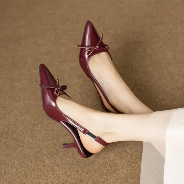Patent Leather Bow Slingback Heels