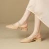 Square Toe Mary Jane Slingback Low Heels
