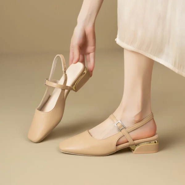 Square Toe Mary Jane Slingback Low Heels