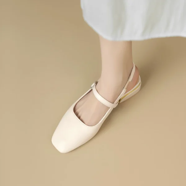 Square Toe Mary Jane Slingback Low Heels