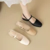 Square Toe Mary Jane Slingback Low Heels