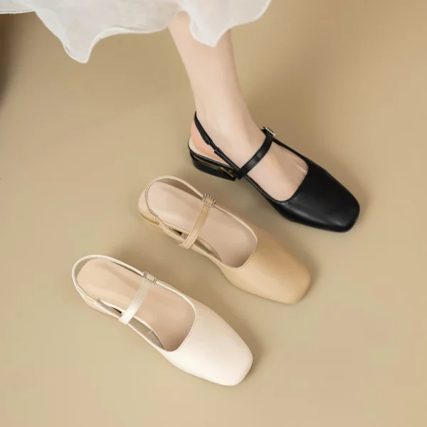 Square Toe Mary Jane Slingback Low Heels