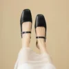 Square Toe Mary Jane Slingback Low Heels