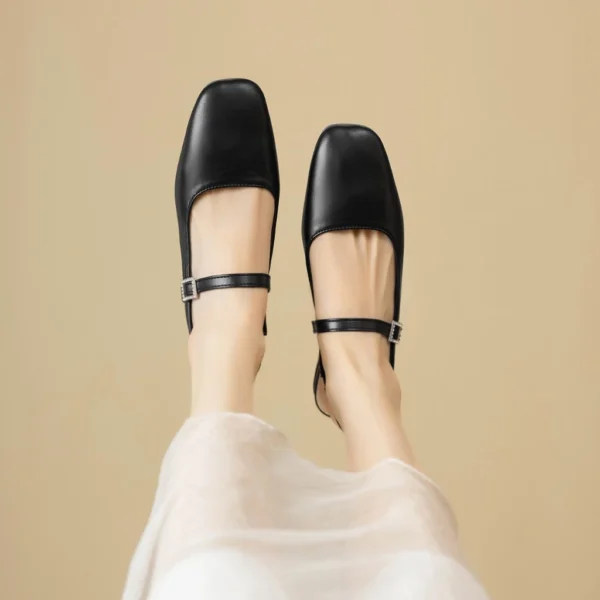 Square Toe Mary Jane Slingback Low Heels