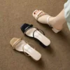 Rhinestone Strap Block Heel Sandals