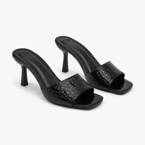 Crocodile Texture Stiletto Heel Slides