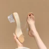 Clear Strap Block Heel Sandals