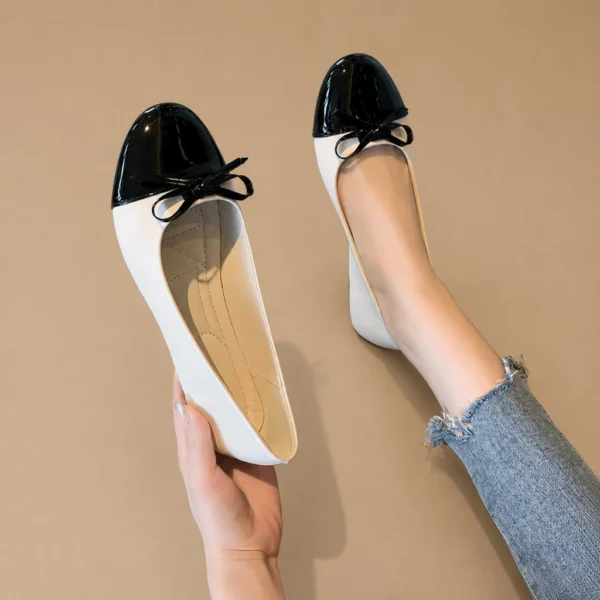 Glossy Bow Ballet Flats