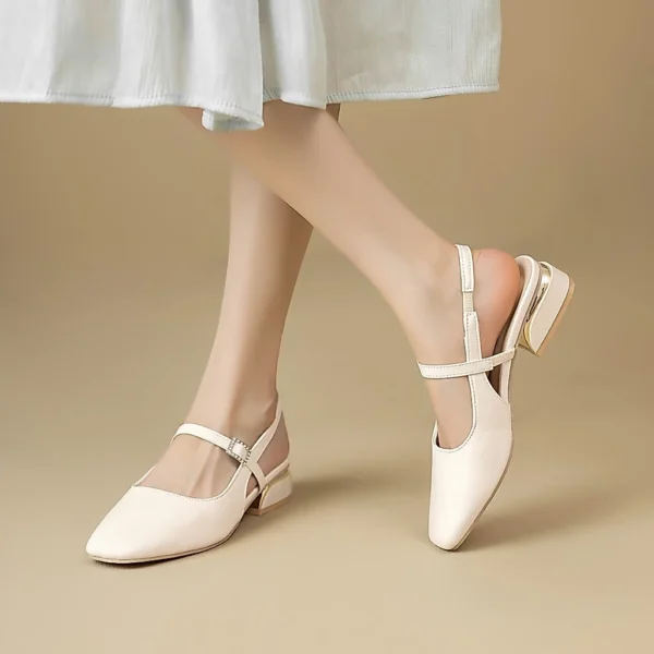 Square Toe Mary Jane Slingback Low Heels