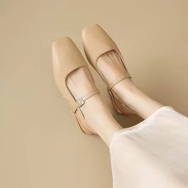 Square Toe Mary Jane Slingback Low Heels