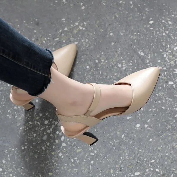 Cross Strap Pointed Toe Slingback Heels
