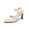 Cross Strap Pointed Toe Slingback Heels