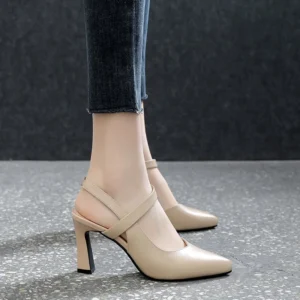 sg-11134201-22120-upclb42j21kv14 Cross Strap Pointed Toe Slingback Heels