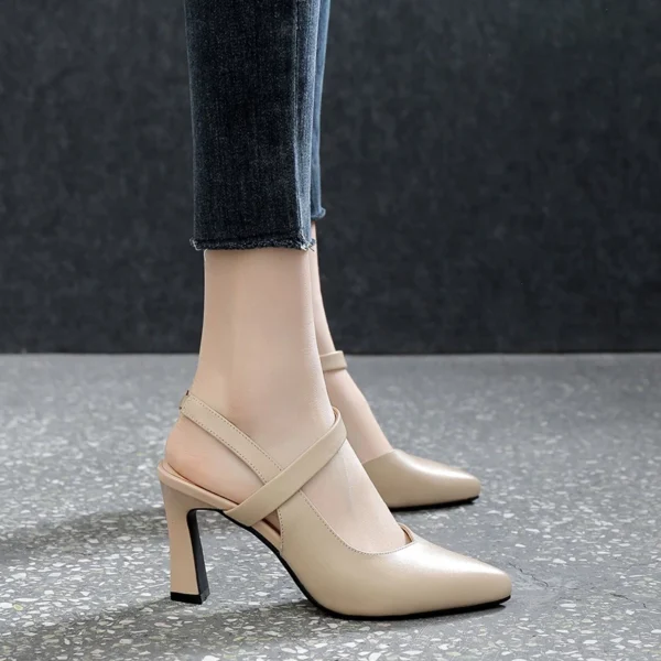 Cross Strap Pointed Toe Slingback Heels