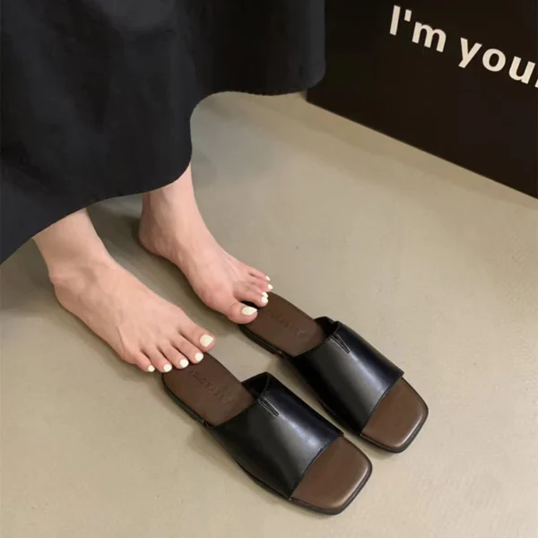 Minimalist Square Toe Slide Sandals