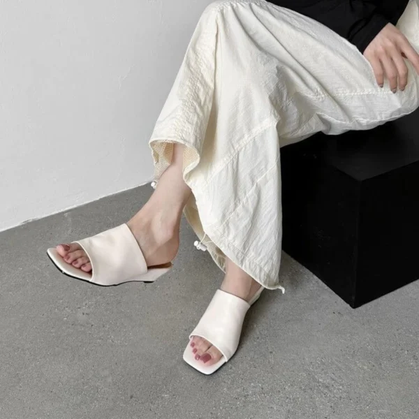 Minimalist Low Wedge Slide Sandals