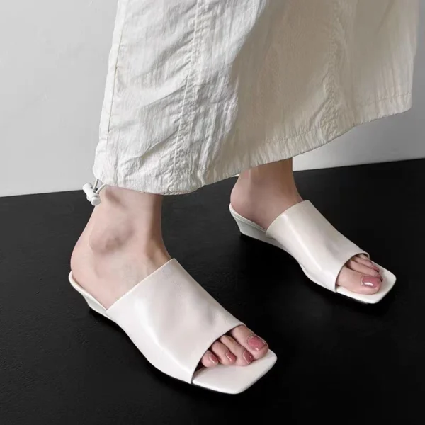 Minimalist Low Wedge Slide Sandals