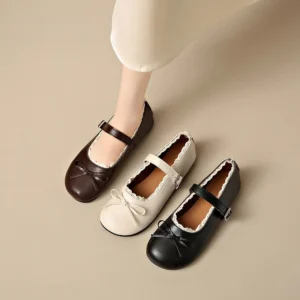 sg-11134201-822y0-mo6m96xfgmbk85 Lace Trim Mary Jane Ballet Flats