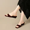 Suede Low Wedge Slide Sandals