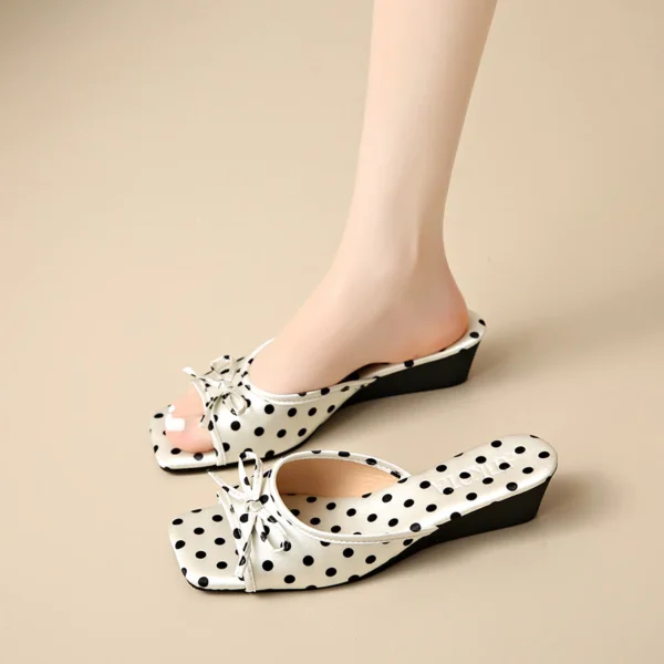 sg-11134201-823p7-mpbwpyzwtlvz70 Polka Dot Bow Wedge Slide Sandals