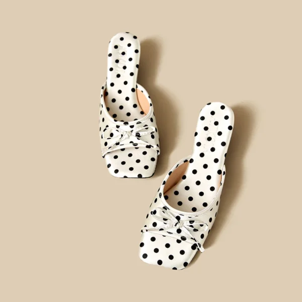 sg-11134201-823q0-mpbwpwud3cox0c Polka Dot Bow Wedge Slide Sandals