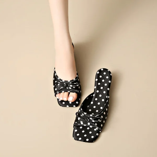 sg-11134201-823qr-mpbwpznb6xvla0 Polka Dot Bow Wedge Slide Sandals