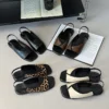 Square Toe Slingback Flat Sandals