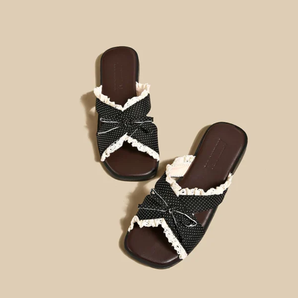 sg-11134201-82590-mq73e6dh5rm4aa Lace Bow Cross Strap Slide Sandals