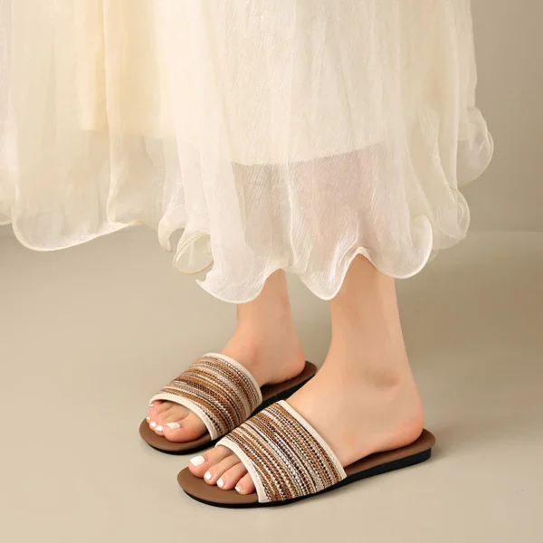 sg-11134201-8259n-ms5184hub85jc2 Striped Woven Slide Sandals