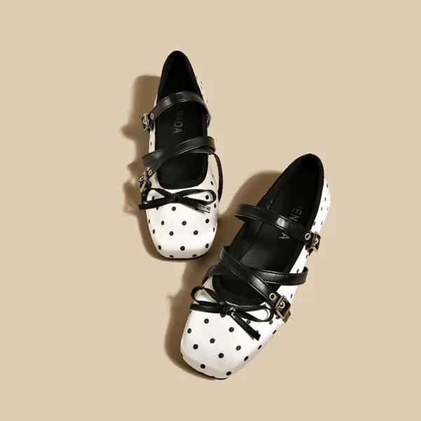 Polka Dot Double Strap Mary Jane Flats