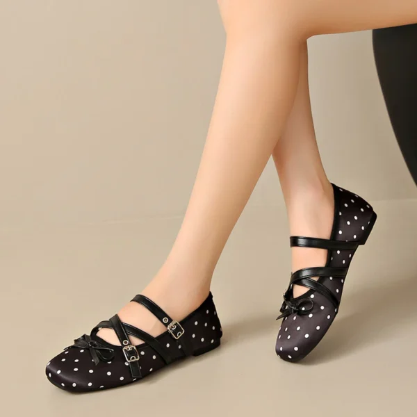 Polka Dot Double Strap Mary Jane Flats