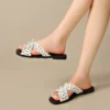sg-11134201-825ah-mq73e9cjd3wvf8 Lace Bow Cross Strap Slide Sandals