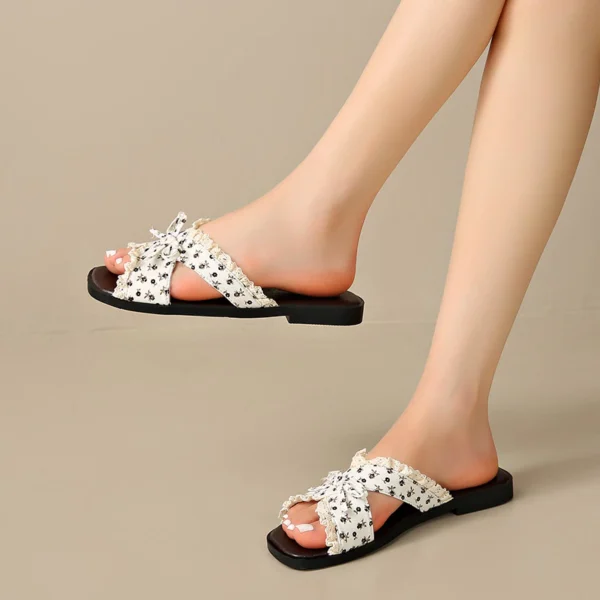 sg-11134201-825ah-mq73e9cjd3wvf8 Lace Bow Cross Strap Slide Sandals